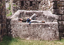 Stone bench at Machu Picchu